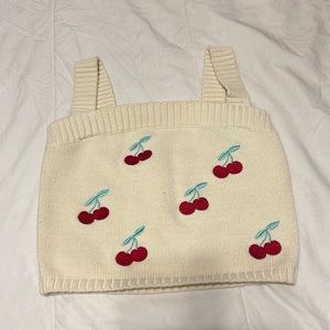 Cream Tank Top with Cherry Details